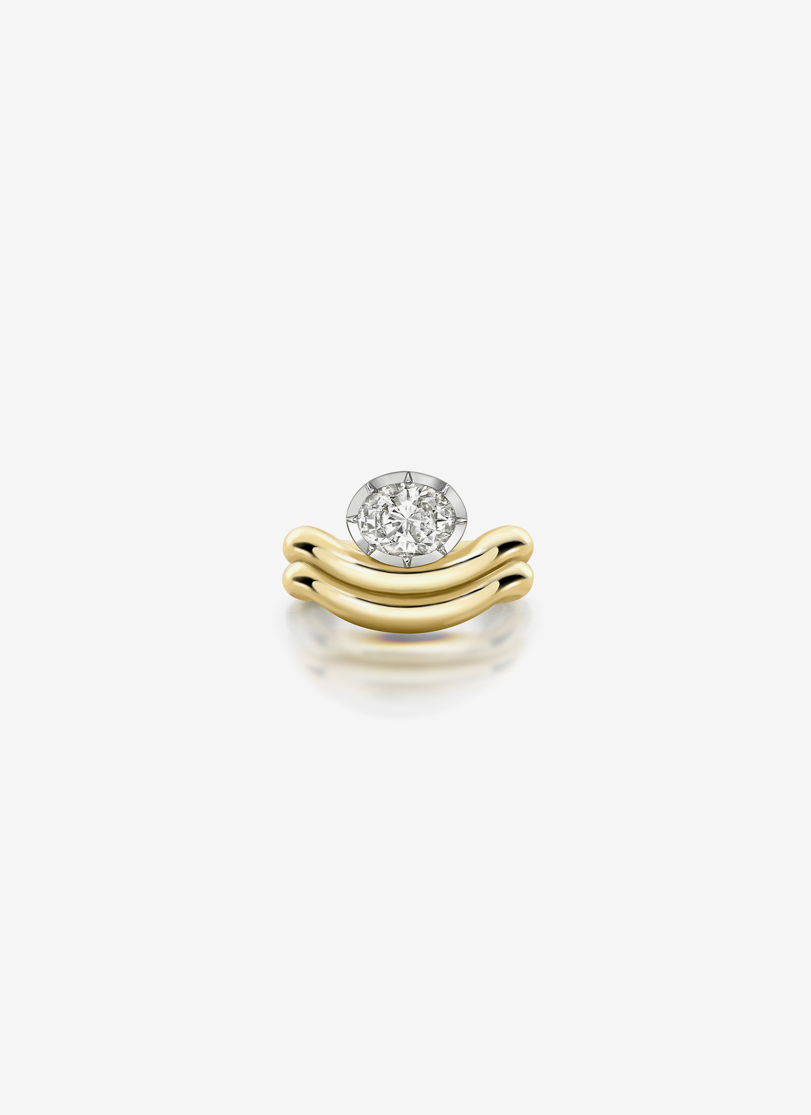 Oval Wave Diamond Ring