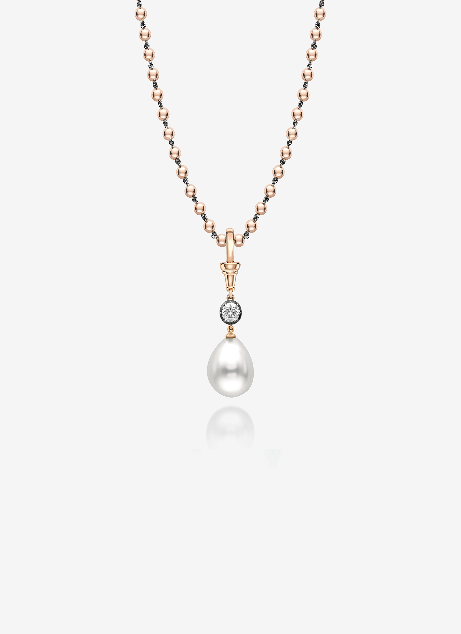 Ball n Chain Pearl & Diamond Pendant