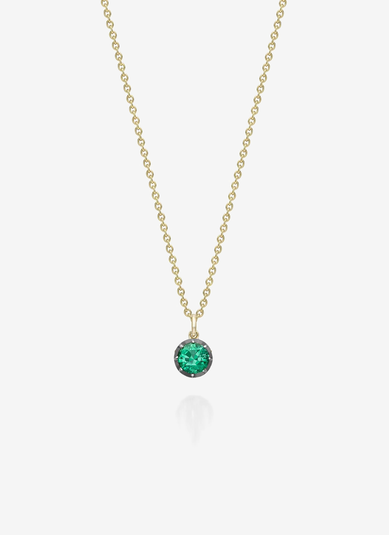 Signature Emerald Pendant - Round Blackened Gold