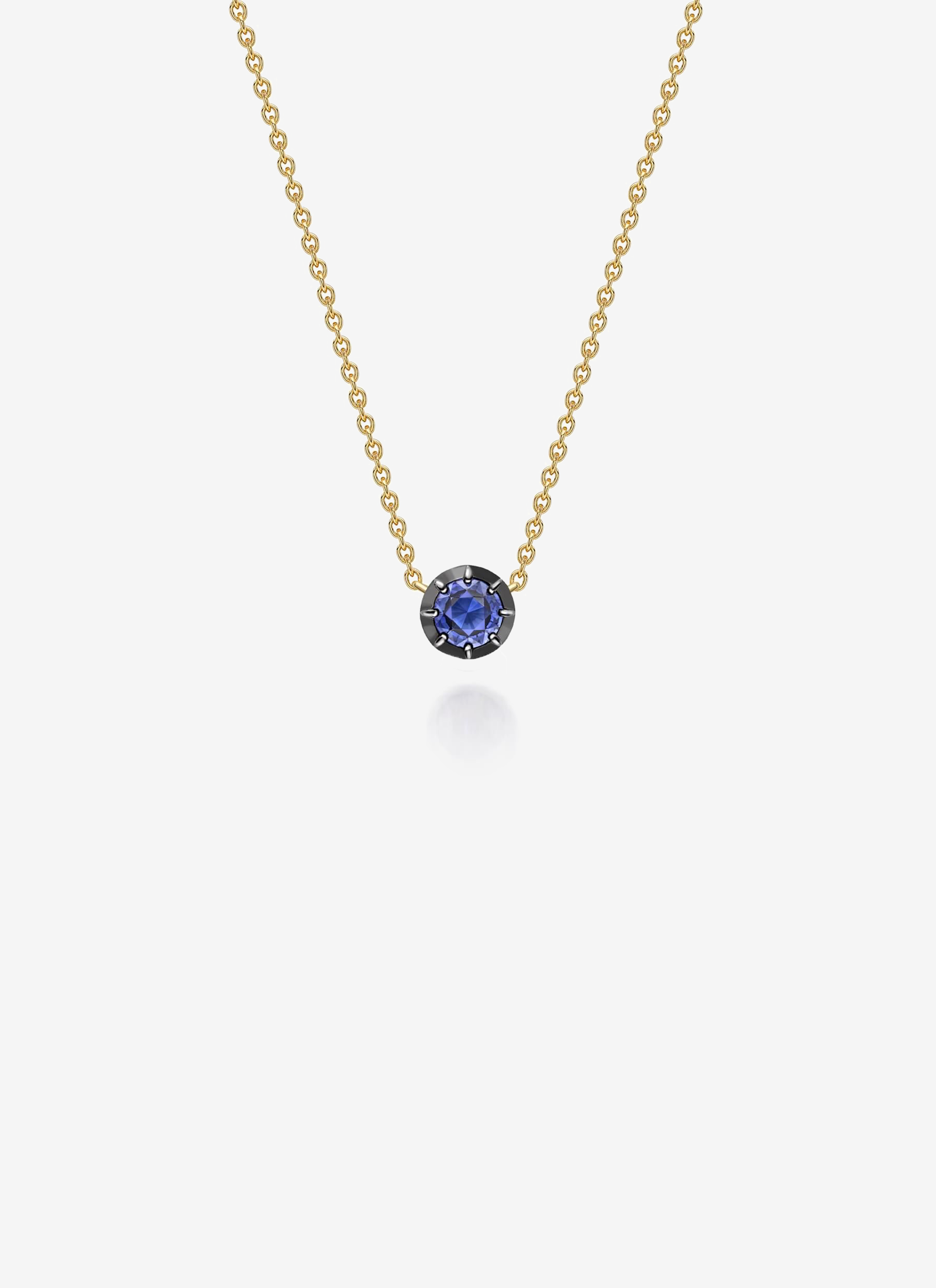 Signature Georgian Cut-Down 0.50ct Sapphire and Blackened Gold Pendant