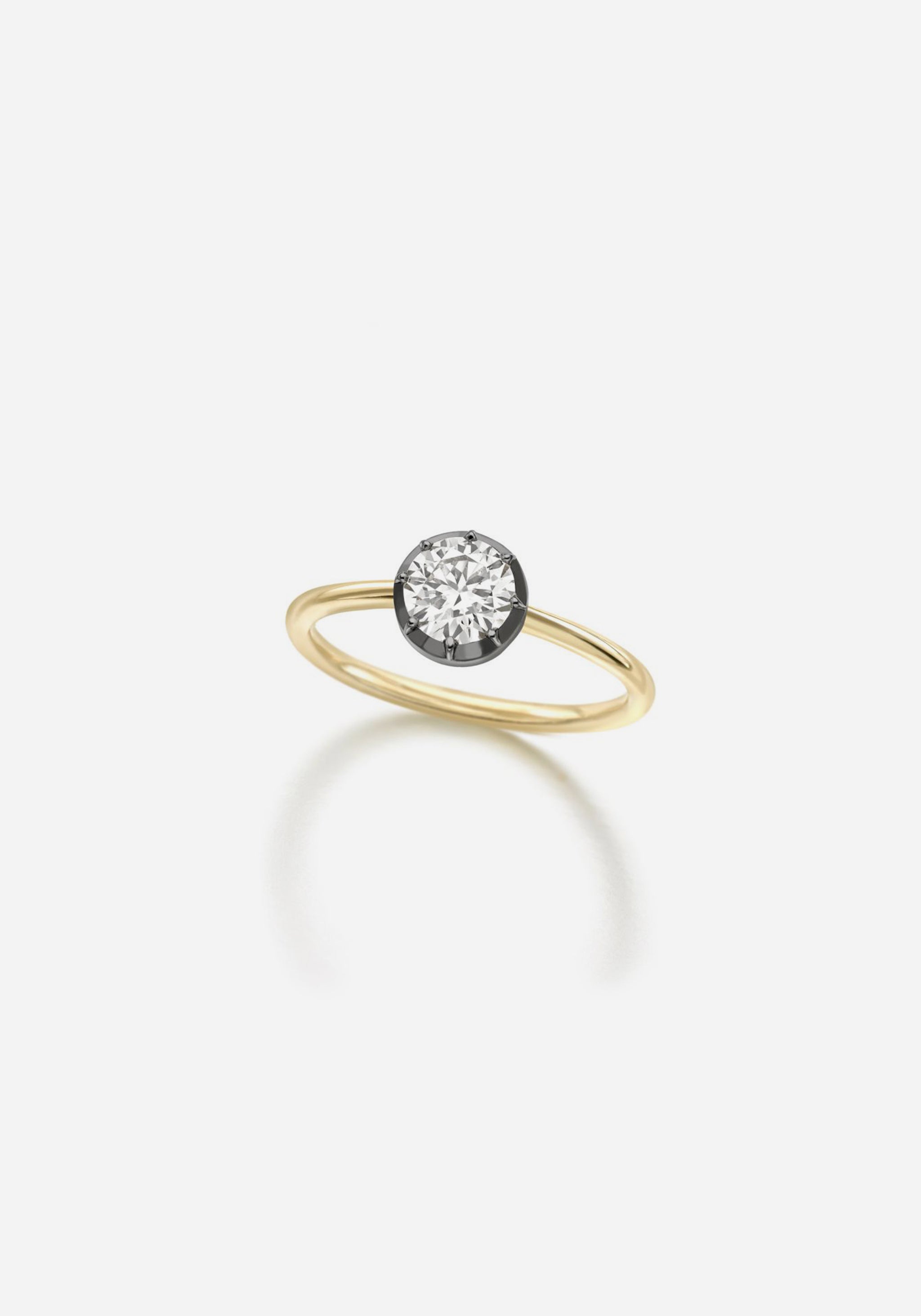 Signature 0.70ct Diamond & Blackened Gold Button Back Ring