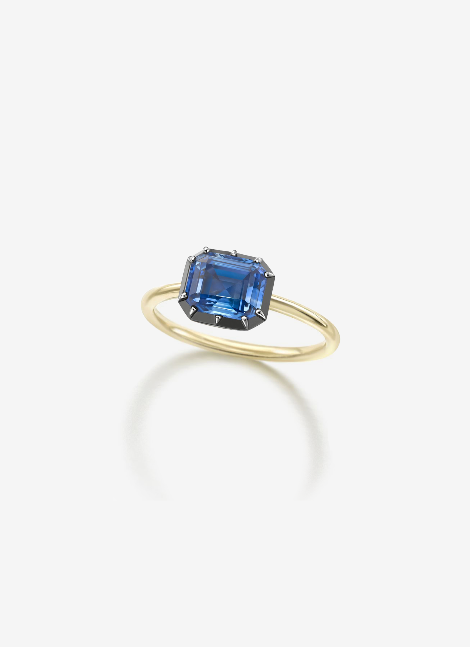 BB Ring - East West Emerald Cut 2.62ct Sapphire