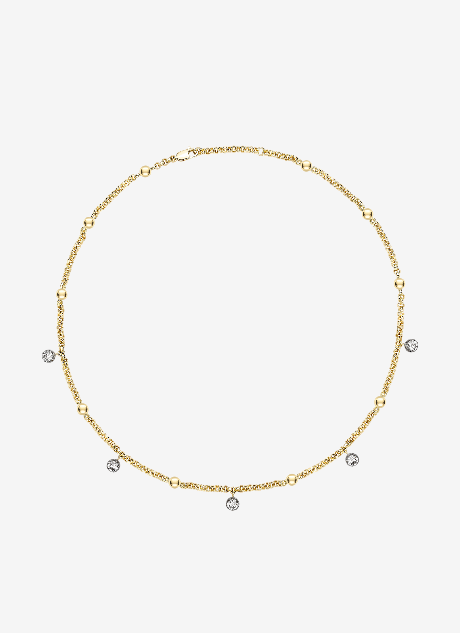 Signature Necklace - 18" Five Stone Diamond Belcher Chain
