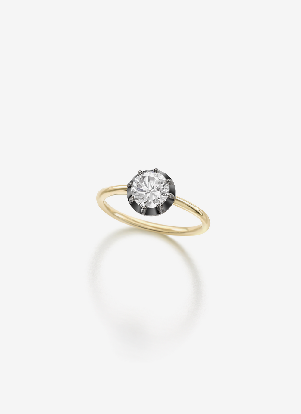 Signature 0.90ct Diamond Blackened Gold Button Back Ring Simon James