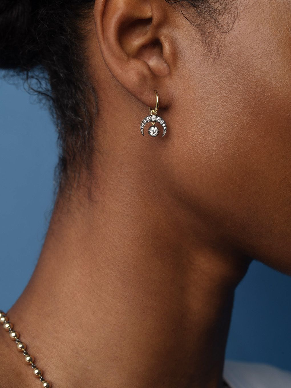 Signature Earrings - Diamond Crescent Moon
