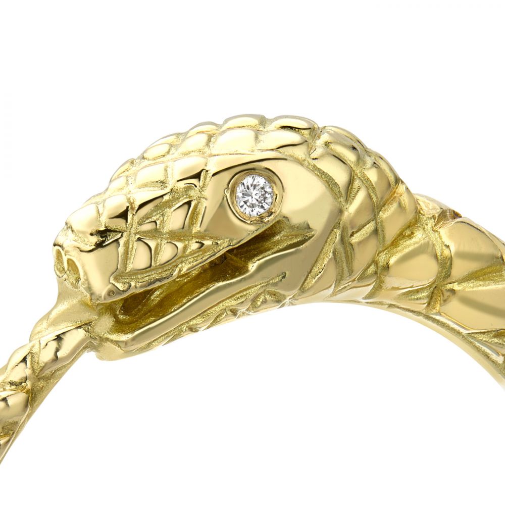 Snake Ring - Engraved Gold