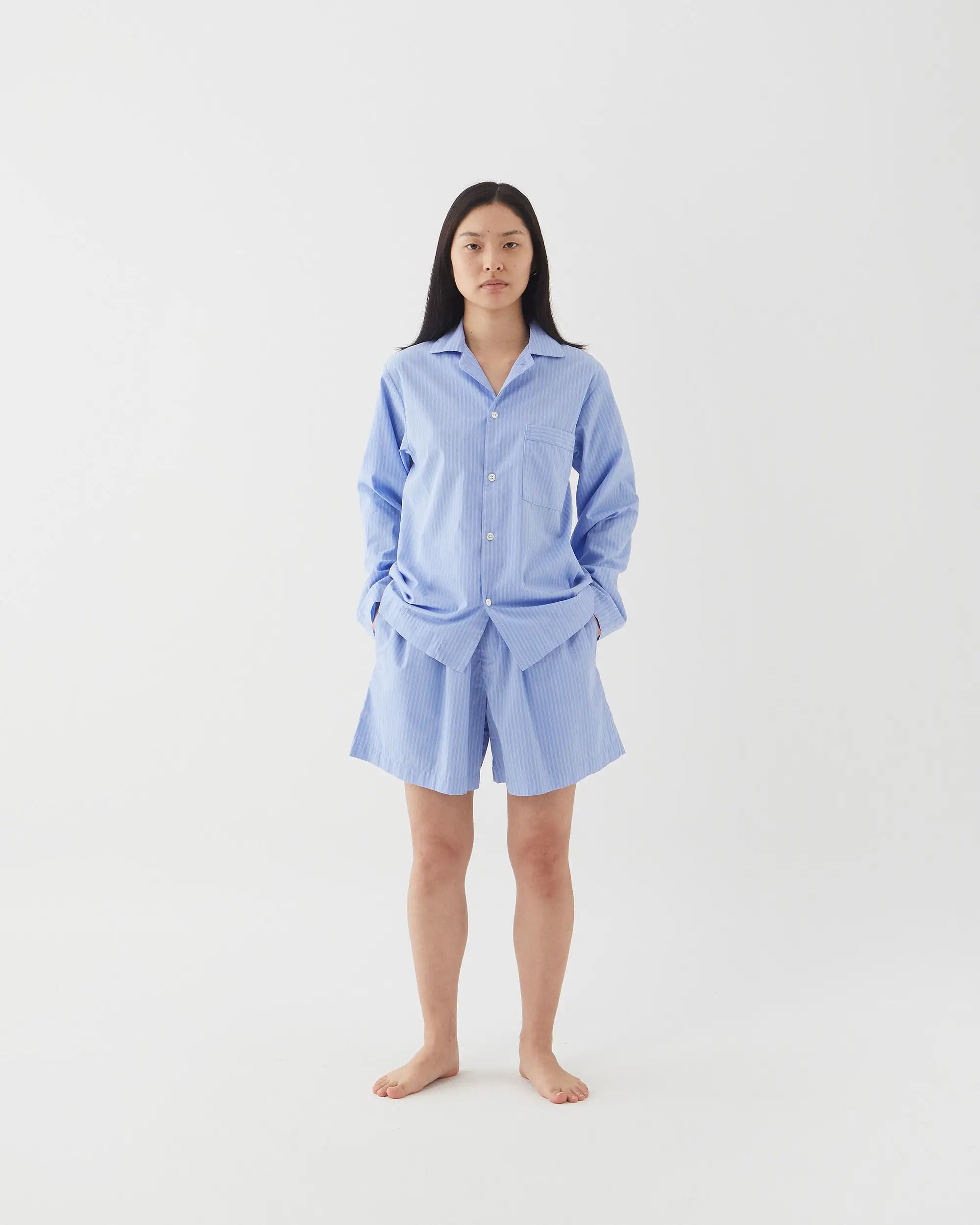 Poplin Sleep Shorts - Pin Stripes