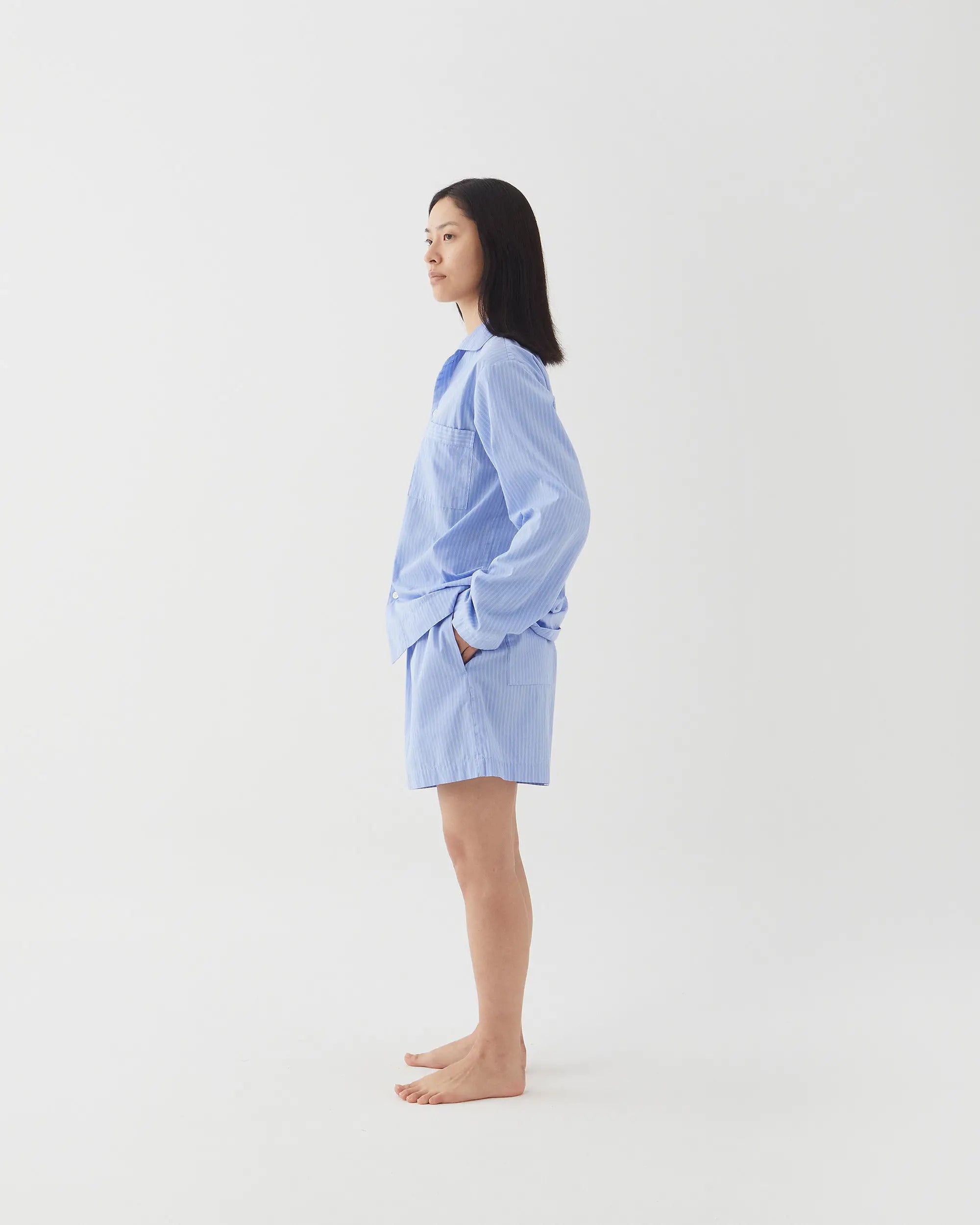 Poplin Sleep Shorts - Pin Stripes